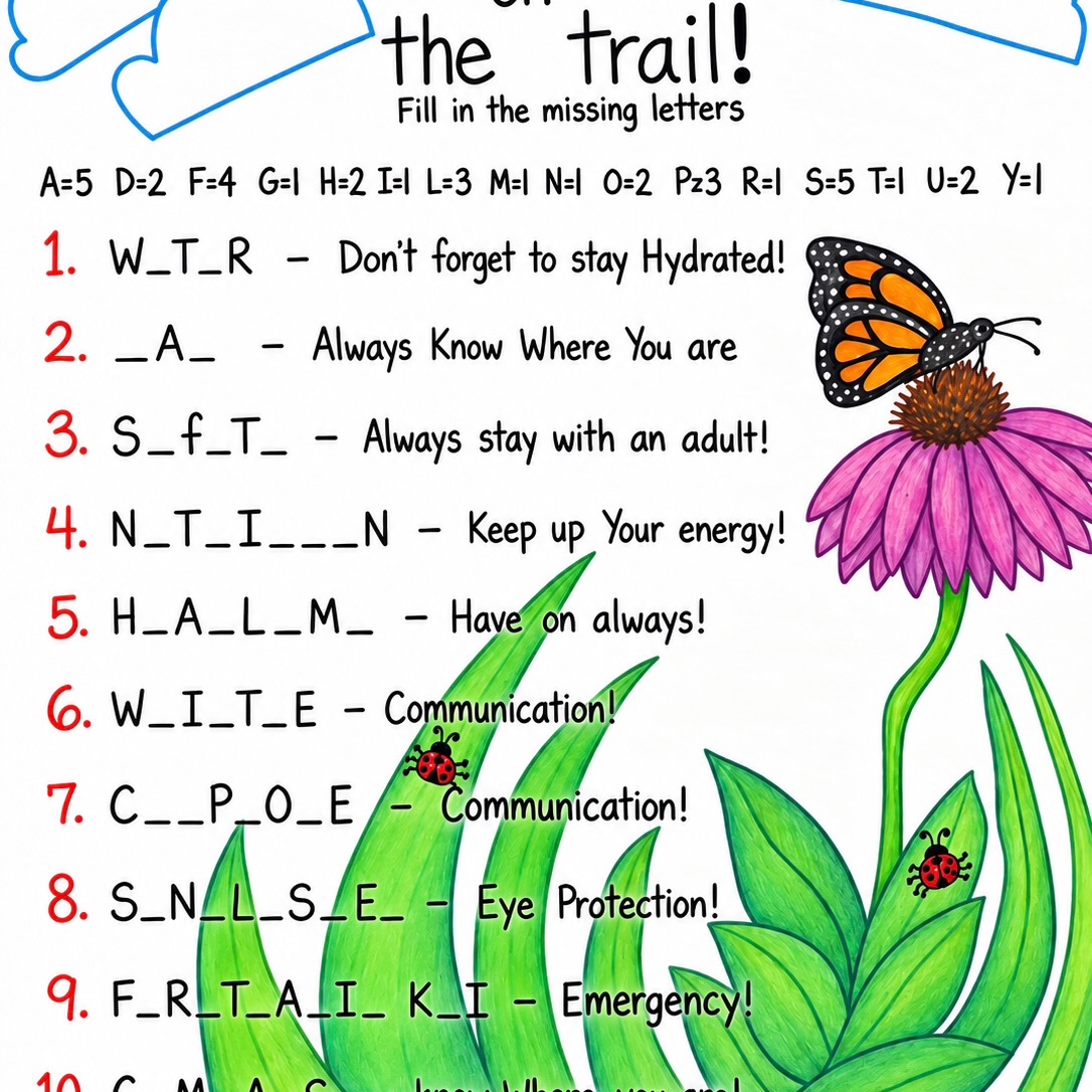 Stay Safe On The Trail-Fill in the blank