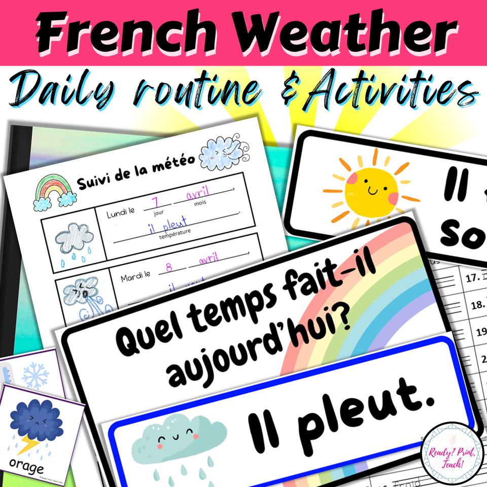 French Weather Morning routine Discussion Calendar Temperature Bulletin Board